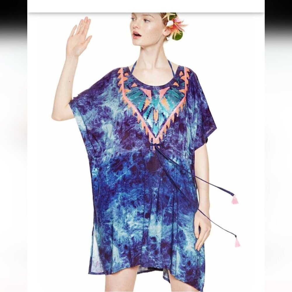 Desiguel Tie dye Sequin Boho kaftan